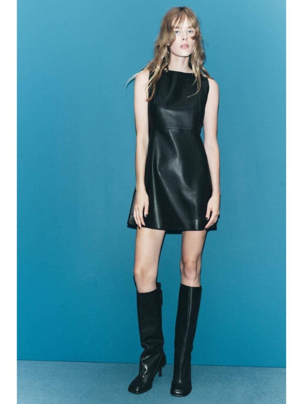 Zara Leather Collection Black Mini Dress Small Leather Sleeveless 5479/261 NWT